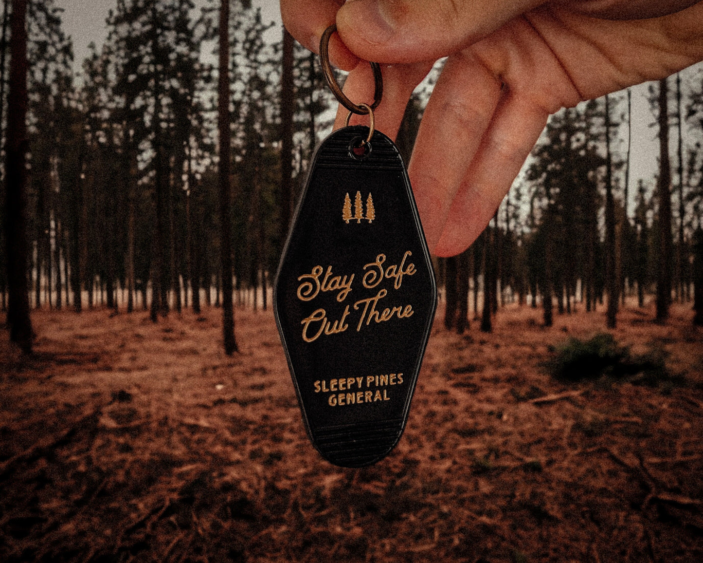 Stay Safe Out There Vintage Motel Keychain