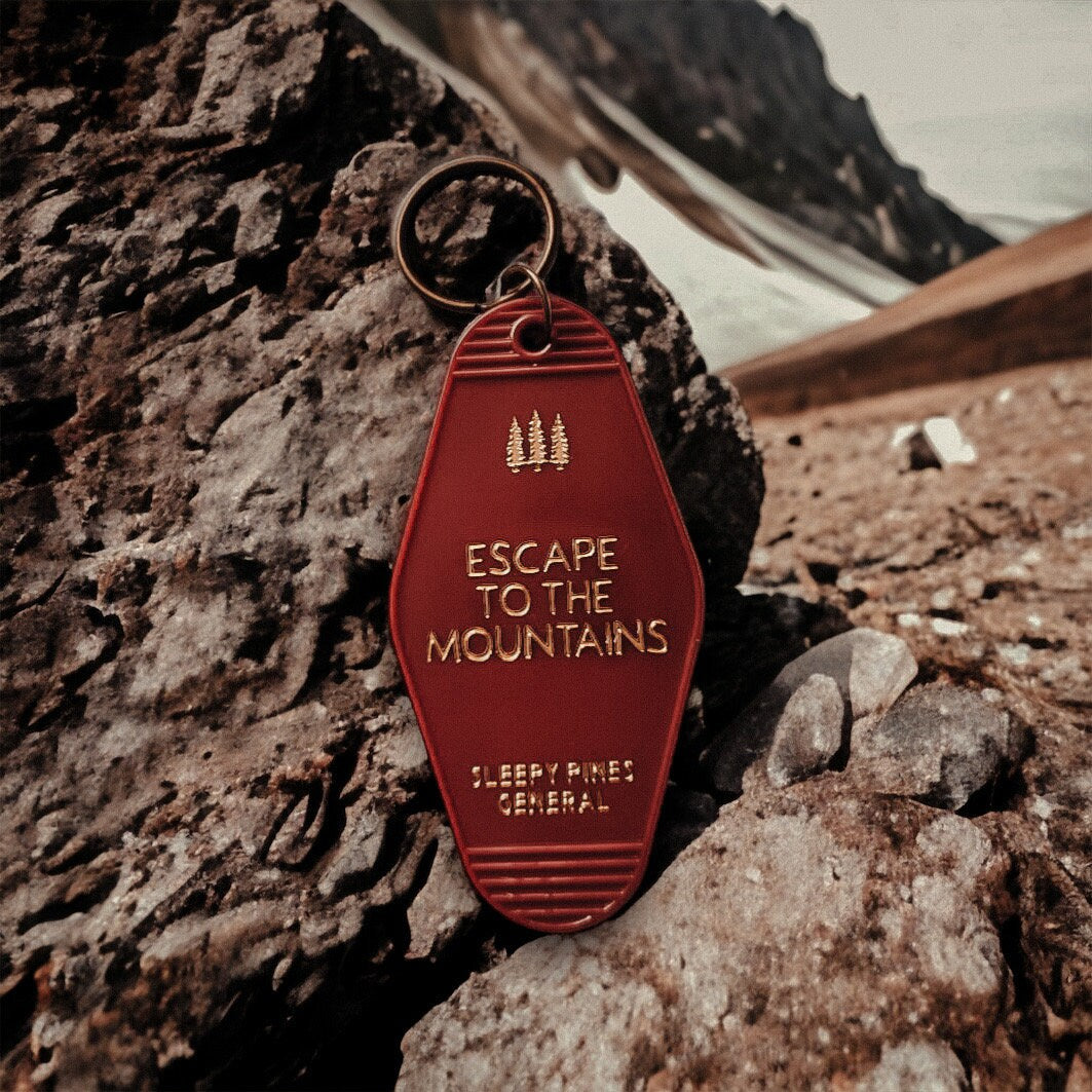 Escape to the Mountains Vintage Motel Keychain