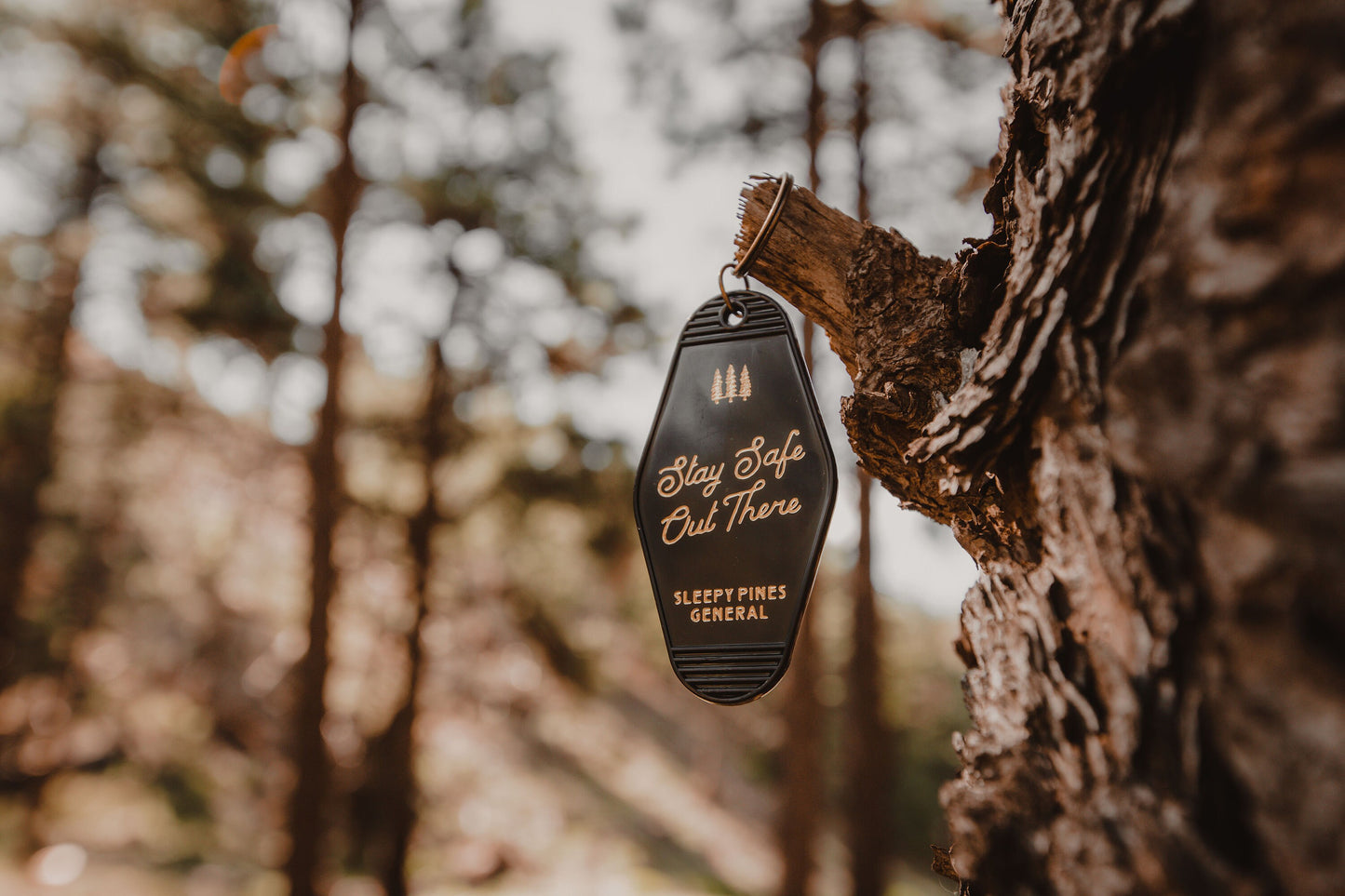 Stay Safe Out There Vintage Motel Keychain