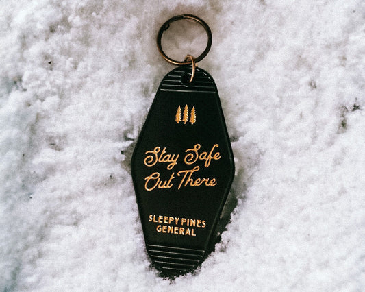 Stay Safe Out There Vintage Motel Keychain