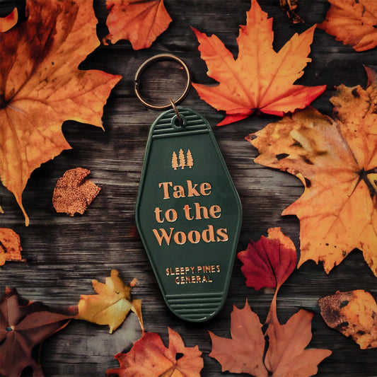 Take To The Woods Vintage Motel Keychain