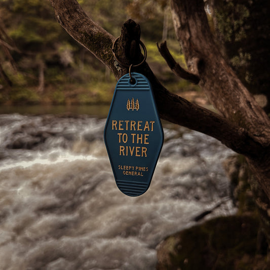 Retreat to the river Vintage Motel Keychain