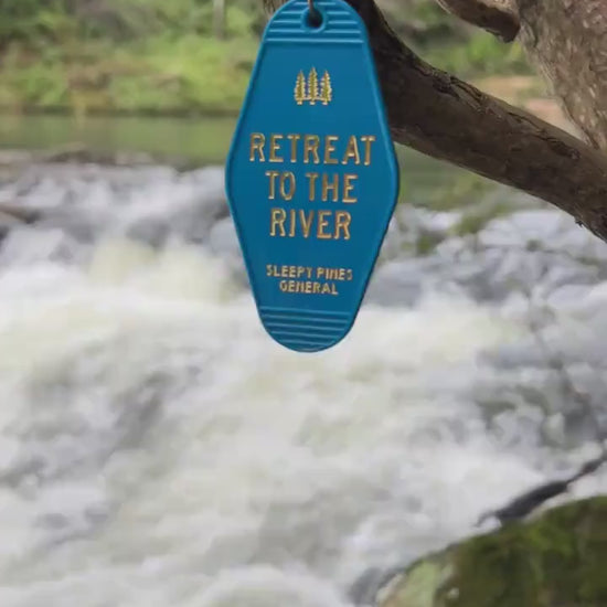 Retreat to the river Vintage Motel Keychain